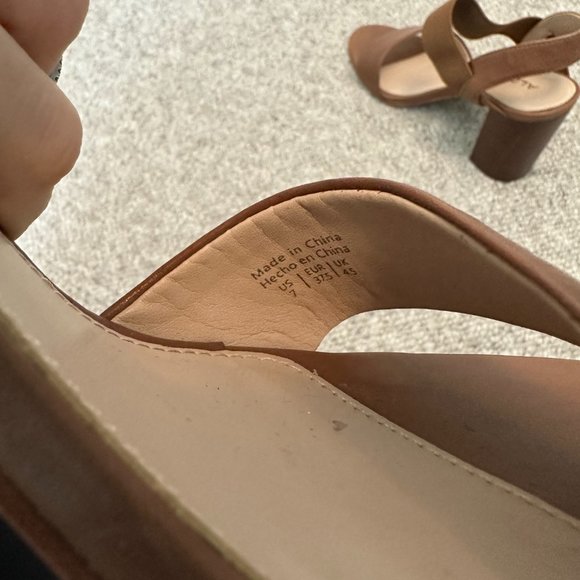 Aldo Brown Leather Heeled Block Sandals - Picture 3 of 5